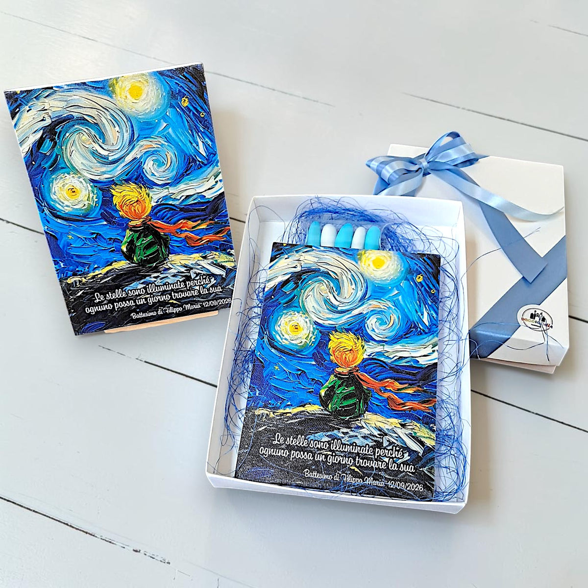 Dipinto in tema piccolo principe, in stile Van Gogh, personalizzato