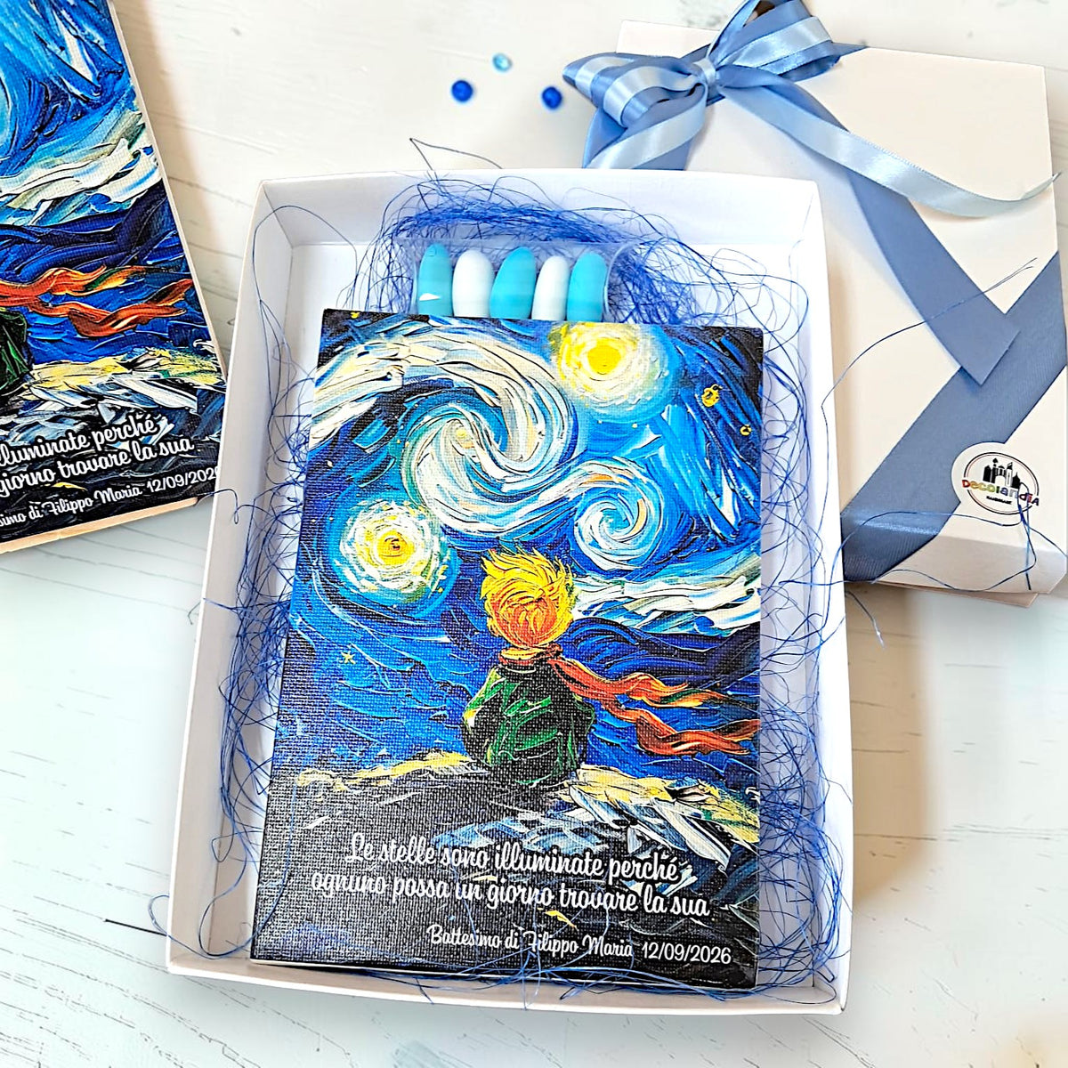 Dipinto in tema piccolo principe, in stile Van Gogh, personalizzato