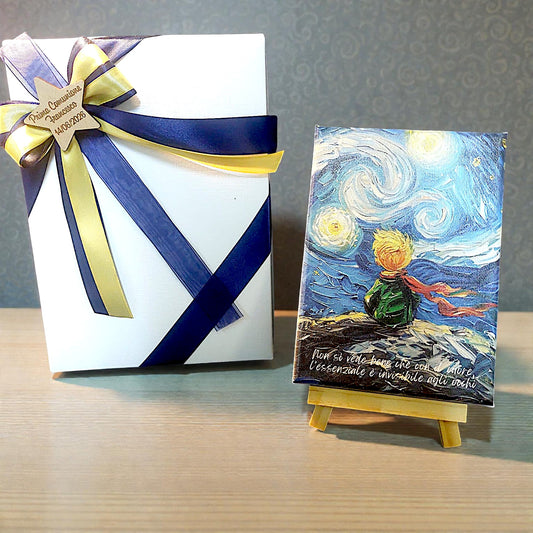 Dipinto in tema piccolo principe, in stile Van Gogh, personalizzato