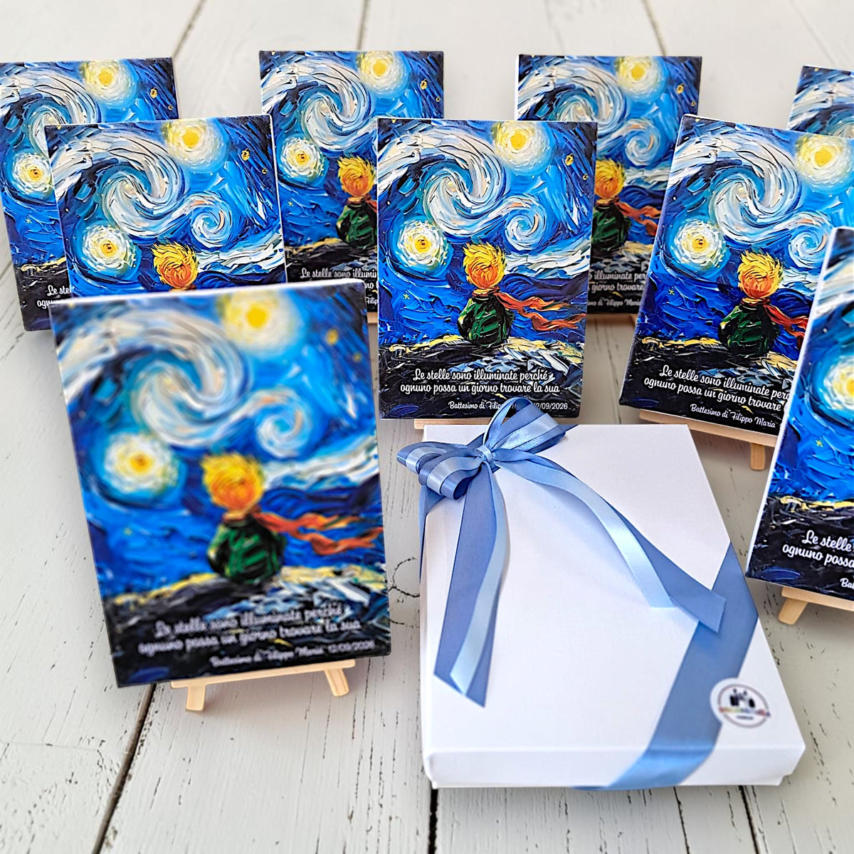 Dipinto in tema piccolo principe, in stile Van Gogh, personalizzato
