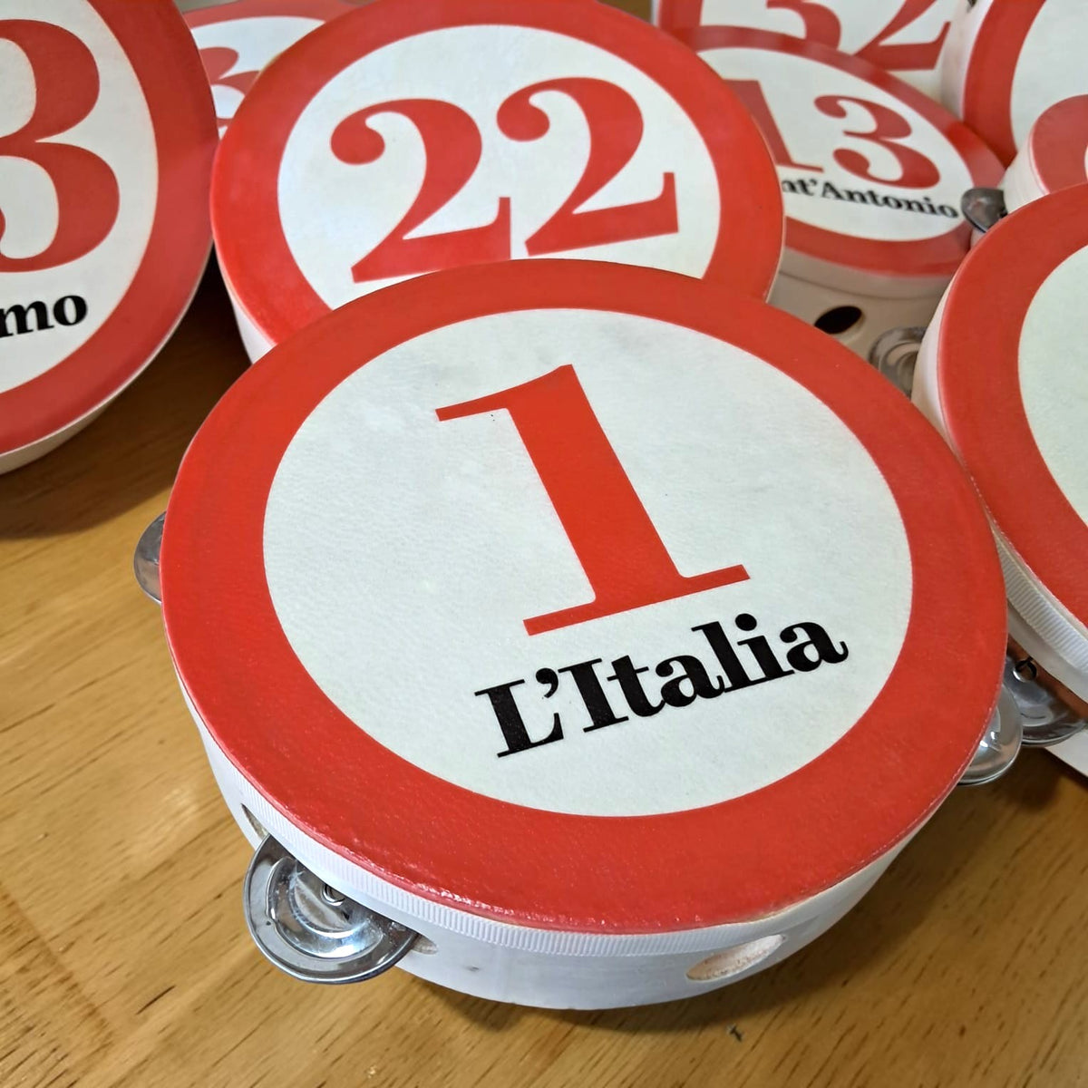 Tambourine with Neapolitan bingo number