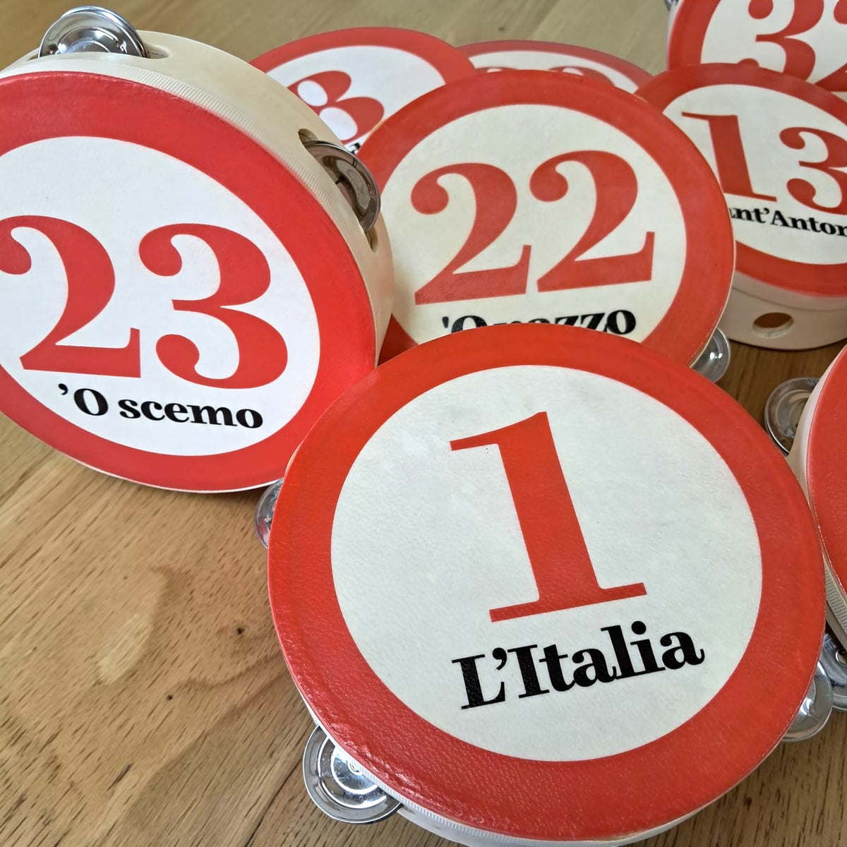 Tambourine with Neapolitan bingo number