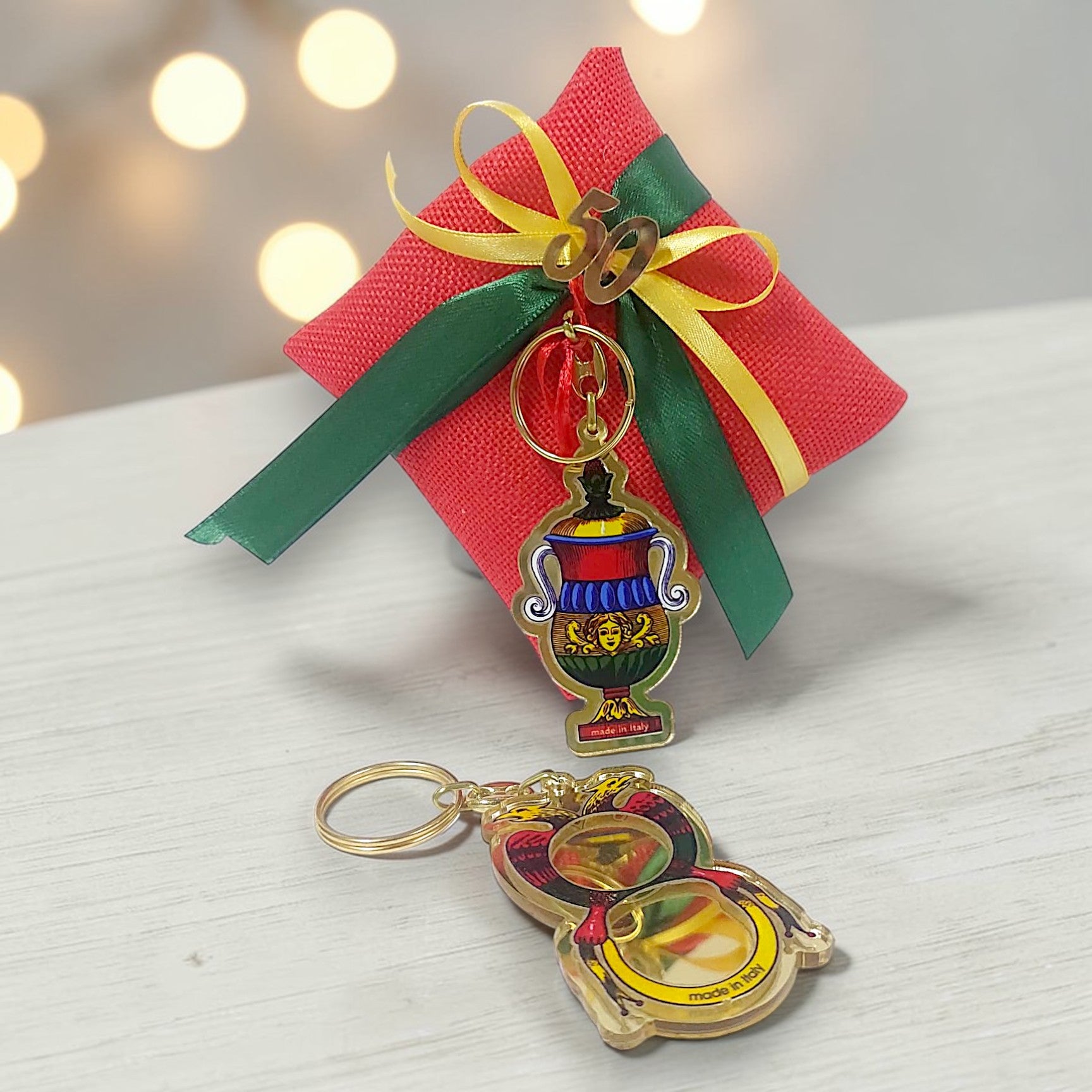 Portachiavi Grecia Con Rivestimento In Resina 3D – Forma Di Maglia + Adesivo – Multicolore 90mm – Regalo Tifoso